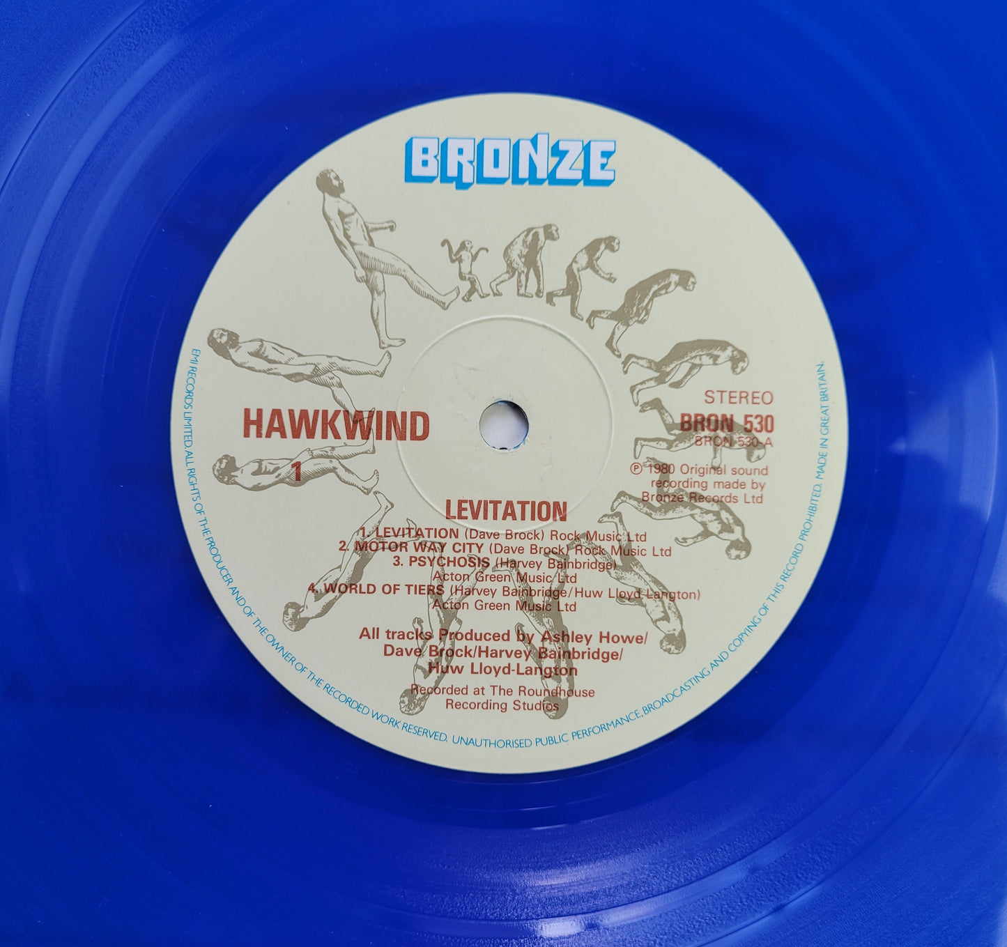 Hawkwind,Levitation,Limited edition Blue Vinyl, The vinyl is a UK EX.,,LP Album