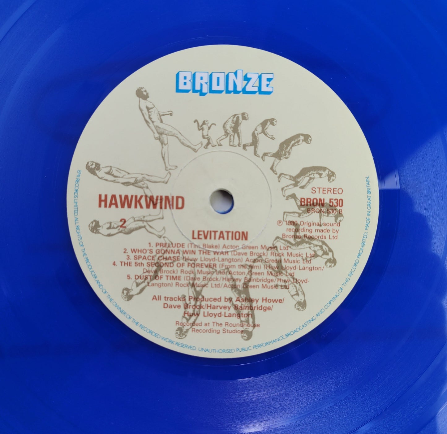 Hawkwind,Levitation,Limited edition Blue Vinyl, The vinyl is a UK EX.,,LP Album
