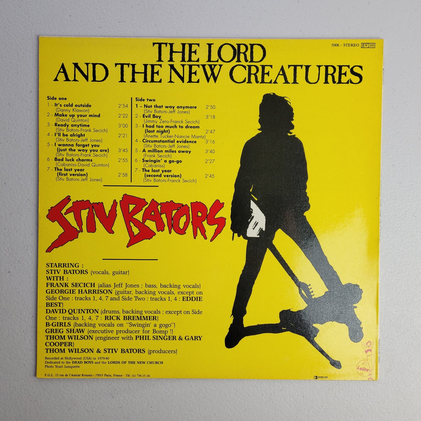 Stiv Bators,The Lord And The New Creatures,The vinyl is a UK EX. ,LP Album